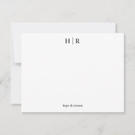 Minimalistiskt svart, vitt, klassiskt monogramante tack kort