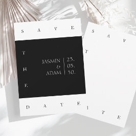 Minimalistiskt svart vitt modernt typsnittsbröllop spara datumet