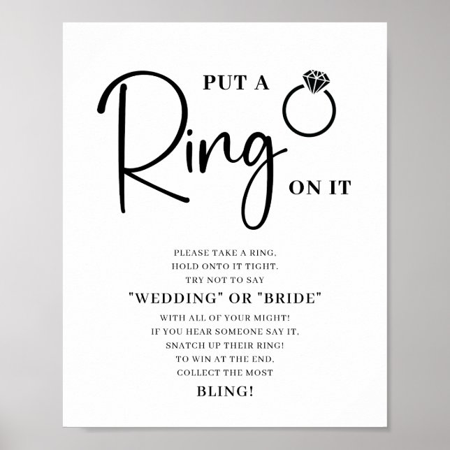 Minimalistiskt svart vitt Möhippa Ring-spel Poster (Framsidan)