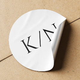 Minimalistiskt svart-vitt monogram bröllop runt klistermärke