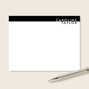 Minimalistiskt svart & vitt personligt brevpapper anteckningskort