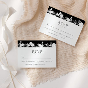 Minimalistiskt svart Vitt RSVP-bifogat kort