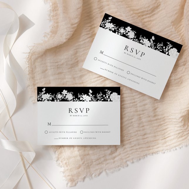 Minimalistiskt svart | Vitt RSVP-bifogat kort (Skapare uppladdad)