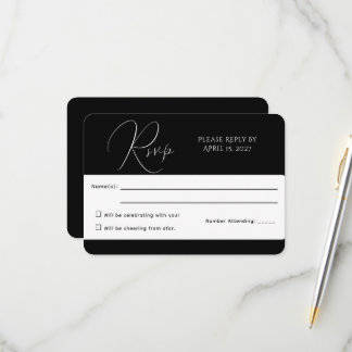 Minimalistiskt svart & vitt RSVP-kort OSA Kort
