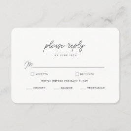 Minimalistiskt svart vitt script bröllops-RSVP-kor Tilläggskort