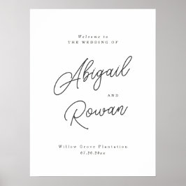 Minimalistiskt svart vitt skrivet välkomstskylt fö poster