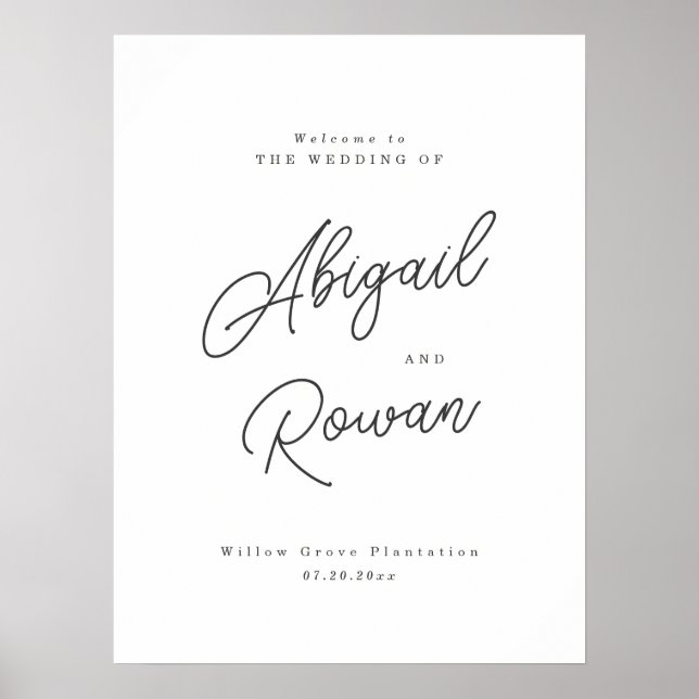 Minimalistiskt svart vitt skrivet välkomstskylt fö poster (Framsidan)