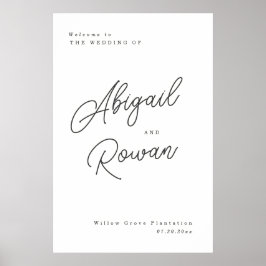 Minimalistiskt svart vitt skrivet välkomstskylt fö poster