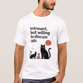 Minimalistiskt Svarta katter Introvert Funny Citat T Shirt