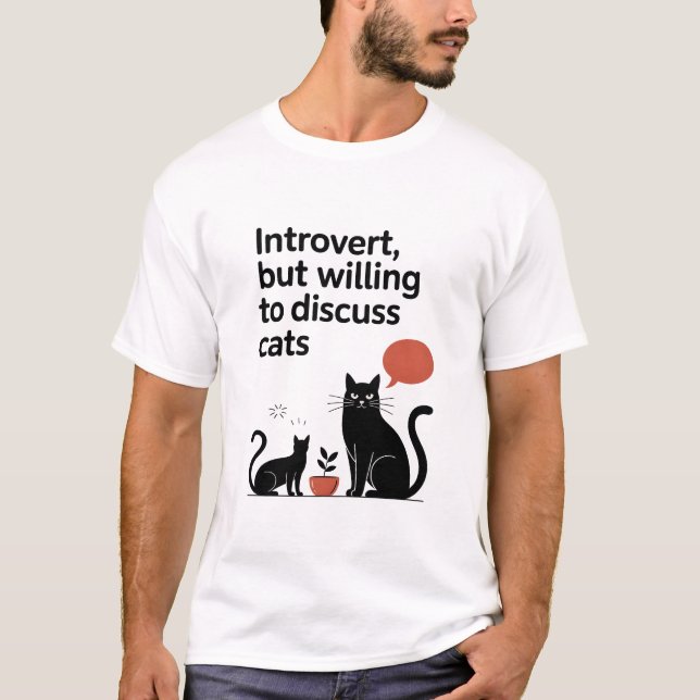 Minimalistiskt Svarta katter Introvert Funny Citat T Shirt (Framsida)