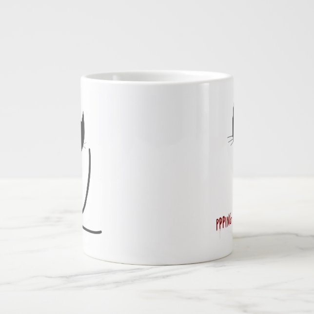 Minimalistiskt svartvit katt jumbo mugg (Framsidan)