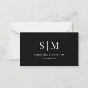 Minimalistiskt svartvit par av elegant Monogram Anteckningskort