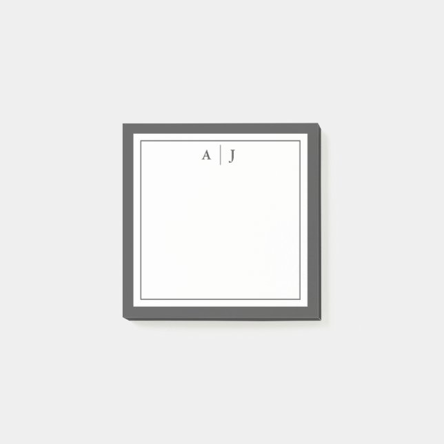 Minimalistiskt svartvit två Gräns-monogram Post-it Block (Framsida)