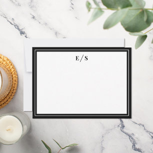 Minimalistiskt svartvita Gräns-monogram Anteckningskort