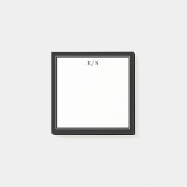 Minimalistiskt svartvita Gräns-monogram Post-it Block