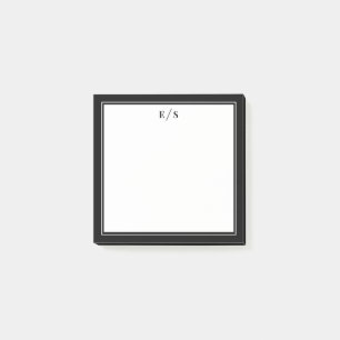 Minimalistiskt svartvita Gräns-monogram Post-it Block