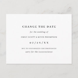 Minimalistiskt svartvitt Ändra datum Meddelande Vykort