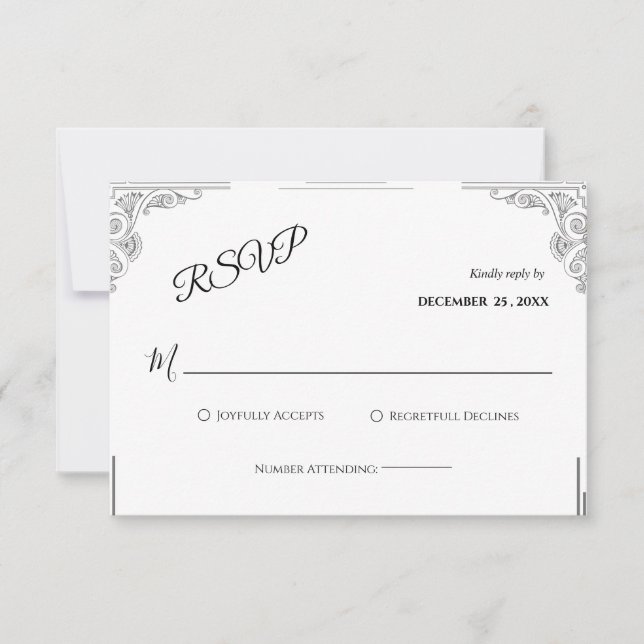 Minimalistiskt svartvitt-Bröllop OSA (Framsida)