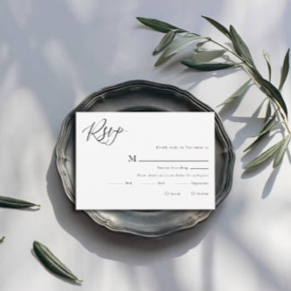 Minimalistiskt svartvitt-Bröllop OSA Kort