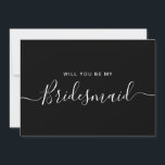 Minimalistiskt svartvitt Frieri kort<br><div class="desc">Minimalistisk Modern Black and White Calligraphy Bridesmaid Frieri. Brudens sida frieri kort och inbjudan. Innehåller trendig för personlig och skriptteckensnitt för snyggt.</div>