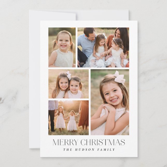 Minimalistiskt svartvitt-Helgdag Julkort (Framsida)