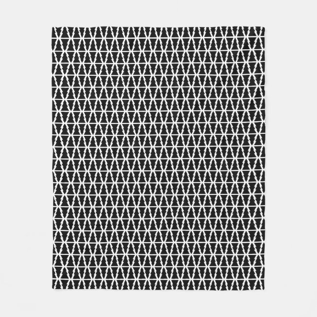 Minimalistiskt Svartvitt Julgran Mönster Fleecefilt (Framsidan)