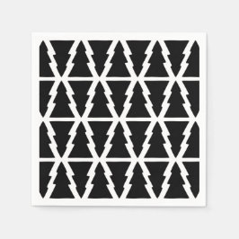 Minimalistiskt Svartvitt Julgran Mönster Pappersservett