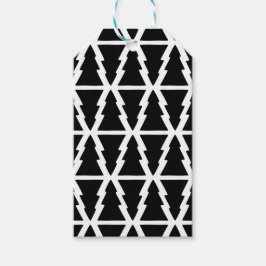 Minimalistiskt Svartvitt Julgran Mönster Presentetikett