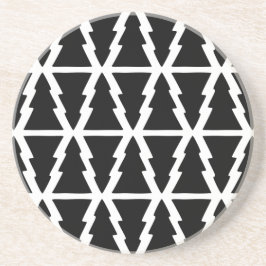 Minimalistiskt Svartvitt Julgran Mönster Underlägg