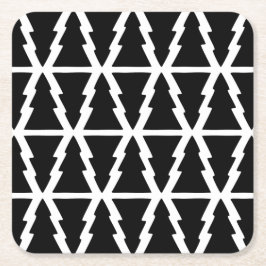 Minimalistiskt Svartvitt Julgran Mönster Underlägg Papper Kvadrat