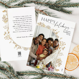 Minimalistiskt svartvitt julkort med 1 foto