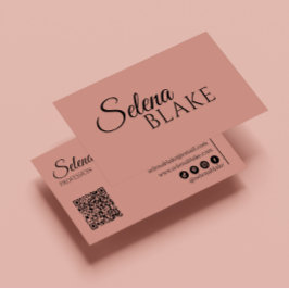 Minimalistiskt svartvitt och Rosa | Modern QR-kod Visitkort