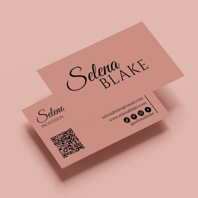 Minimalistiskt svartvitt och Rosa | Modern QR-kod Visitkort (Skapare uppladdad)