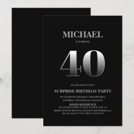 Minimalistiskt svartvitt och Silver-överraskning 4 Inbjudningar