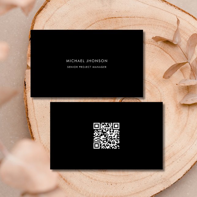 Minimalistiskt svartvitt QR-kodskorporat Visitkort (Skapare uppladdad)