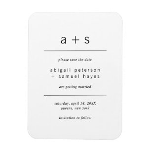 Minimalistiskt svartvitt Spara datum Magnet