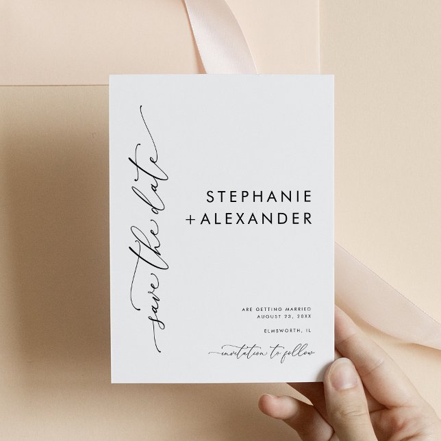 Minimalistiskt svartvitt Spara datumkortet Spara Datumet (Skapare uppladdad)