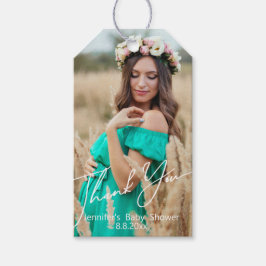 Minimalistiskt tack för babyduschfotot presentetikett