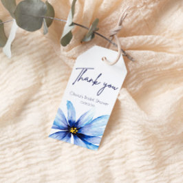 Minimalistiskt tack för marinblått blommor presentetikett