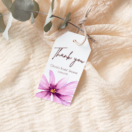 Minimalistiskt tack för rosa Flower Presentetikett