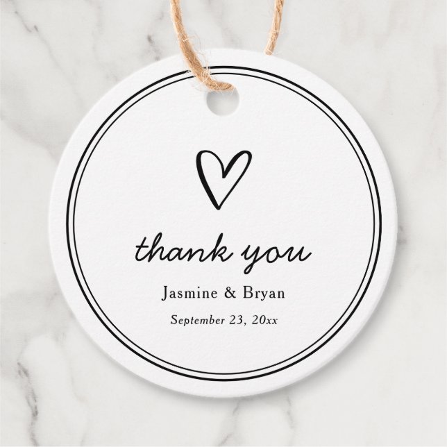 Minimalistiskt Tack-skript Bröllop Gåvor Etiketter (Framsida)