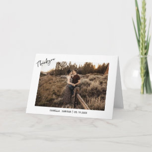 Minimalistiskt tackkort för bröllop med foto inbjudan
