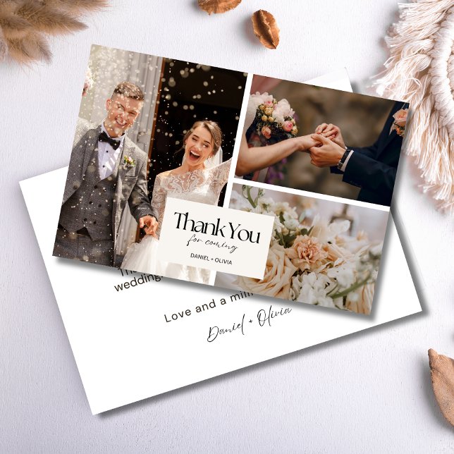 Minimalistiskt tackkort för Bröllop med foto Tack Kort (Skapare uppladdad)