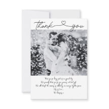 Minimalistiskt tackkort för Bröllop med foto