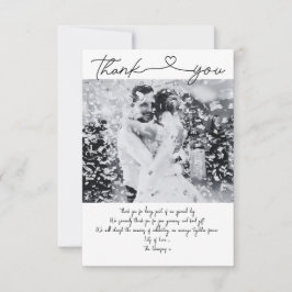 Minimalistiskt tackkort för Bröllop med foto Tack Kort