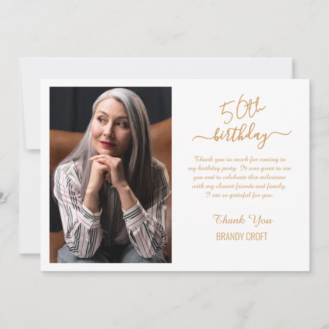 Minimalistiskt tackkort för guld födelsedag inbjudningar (Framsida)