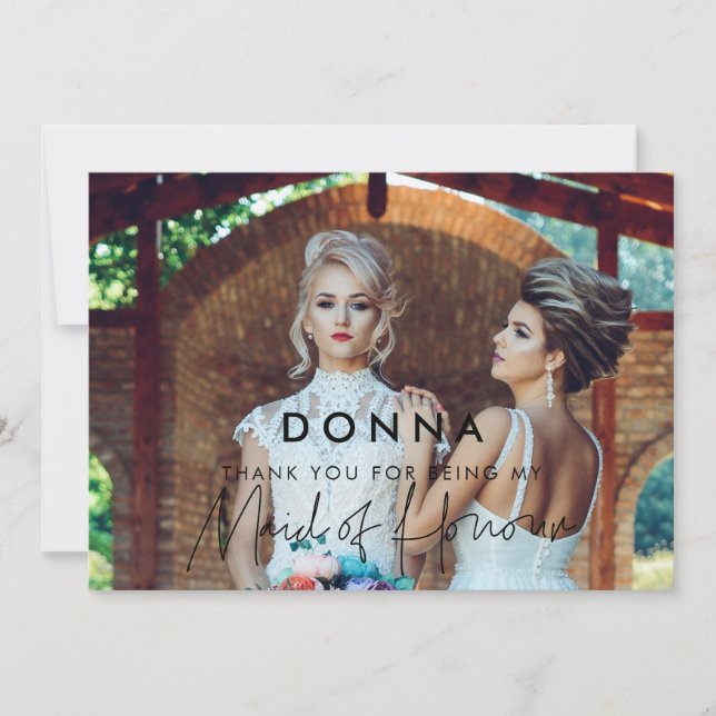 Minimalistiskt tackkort för Maid of honor Inbjudningar (Framsida)