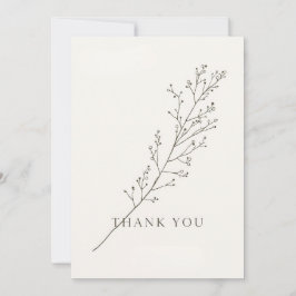 Minimalistiskt tackkort med linjearbetad blomsterd inbjudningar
