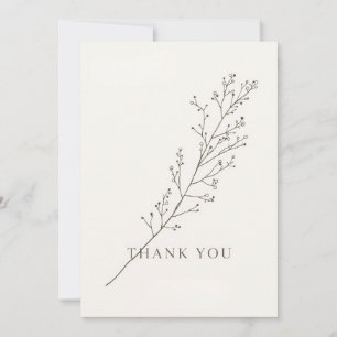 Minimalistiskt tackkort med linjearbetad blomsterd inbjudningar