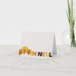 Minimalistiskt tacksamt Duo Tone Geometric Träd Tack Kort